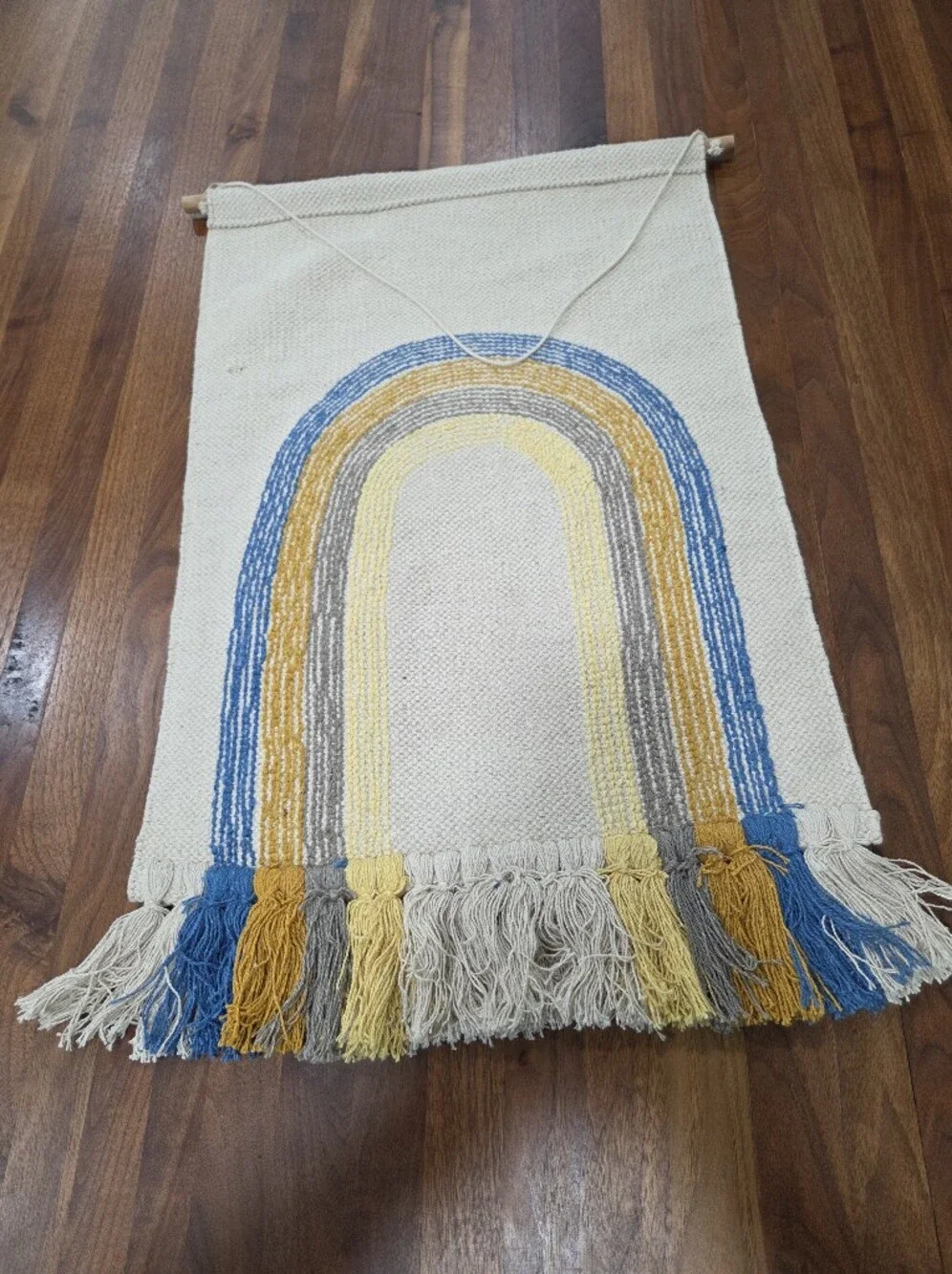 Neutral Rainbow Wall Hanging Tapestry Boho Fringe